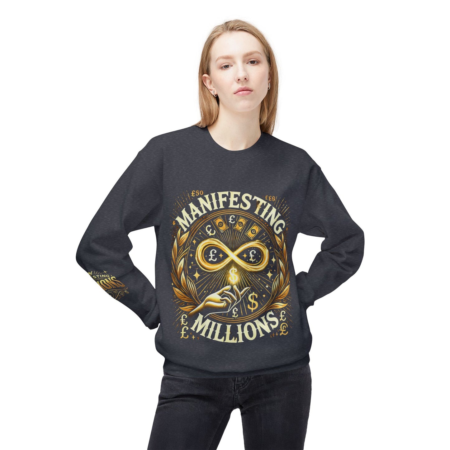 Manifesting Millions - Midweight Softstyle Fleece Crewneck Sweatshirt