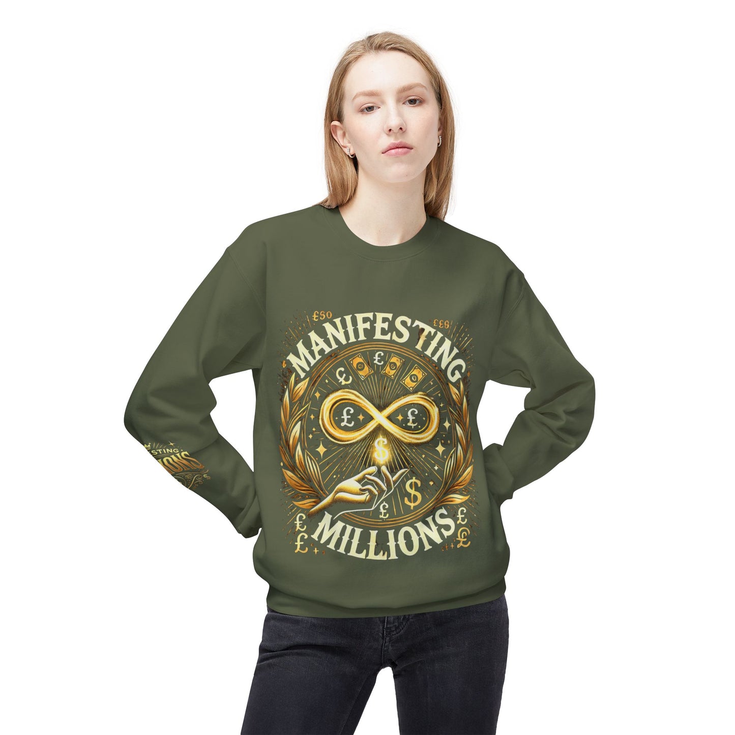 Manifesting Millions - Midweight Softstyle Fleece Crewneck Sweatshirt