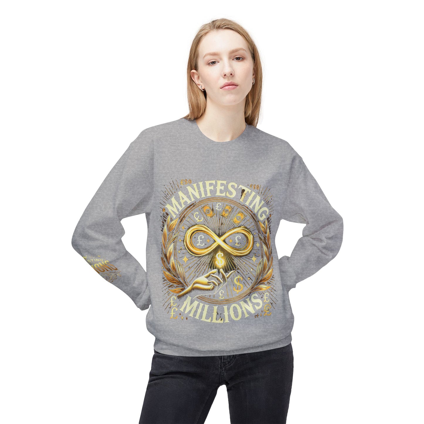 Manifesting Millions - Midweight Softstyle Fleece Crewneck Sweatshirt