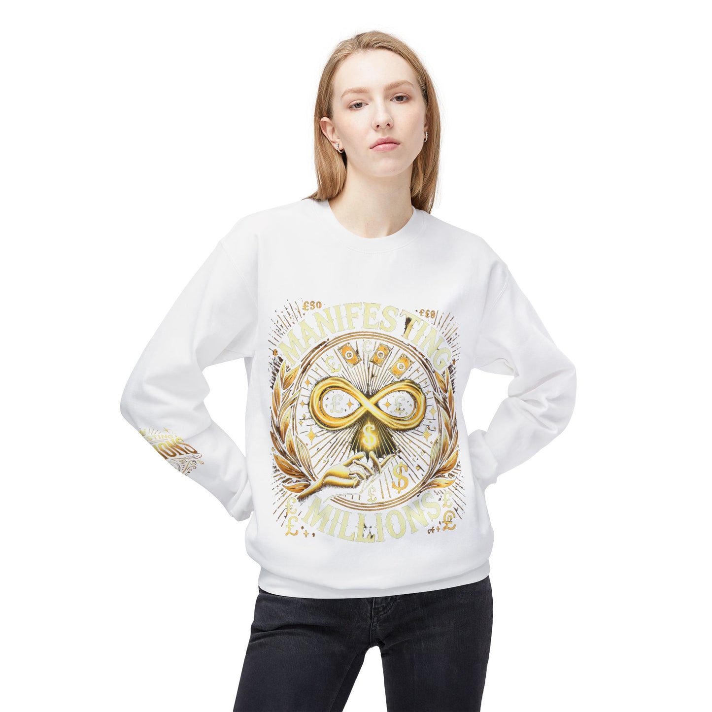 Manifesting Millions - Midweight Softstyle Fleece Crewneck Sweatshirt