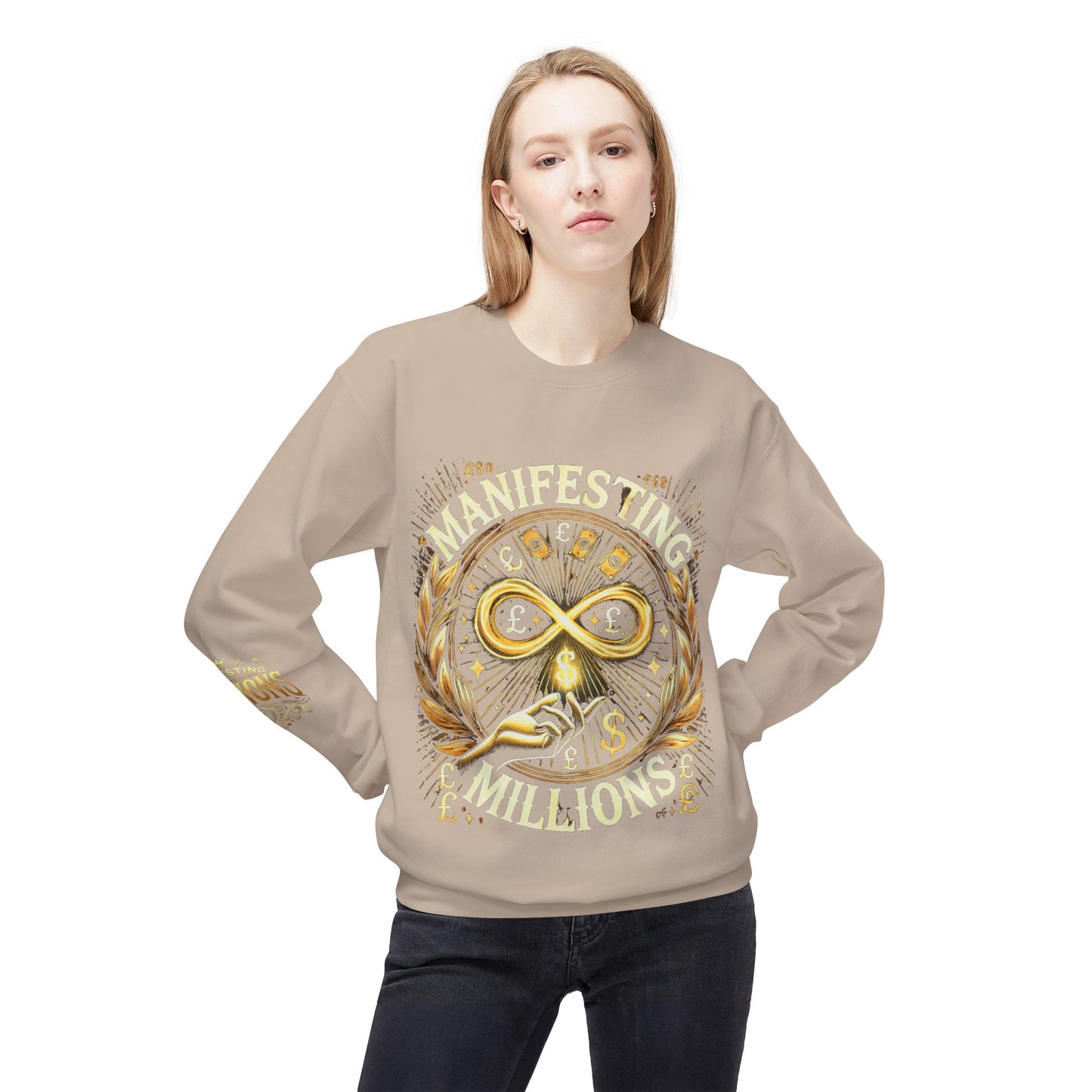 Manifesting Millions - Midweight Softstyle Fleece Crewneck Sweatshirt